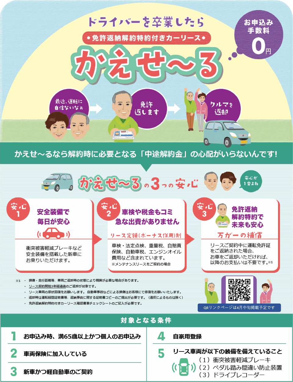 ドライバーを卒業したら 免許返納解約特約付きカーリース かえせ～る お申込み手数料0円